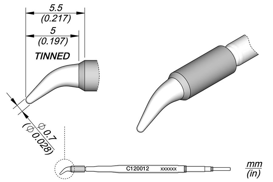 C120012 - Conical Bent Cartridge Ø 0.7